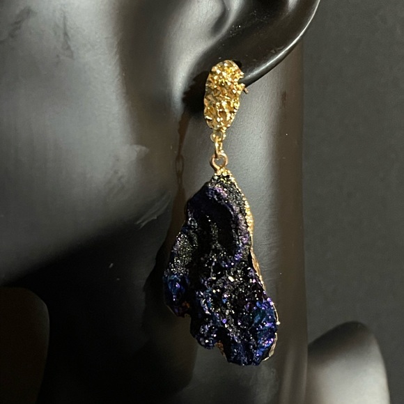 Van Gogh Style Abstract Painting Earrings- 2025 Trend (Simulated Natural Stone) - Picture 5 of 5